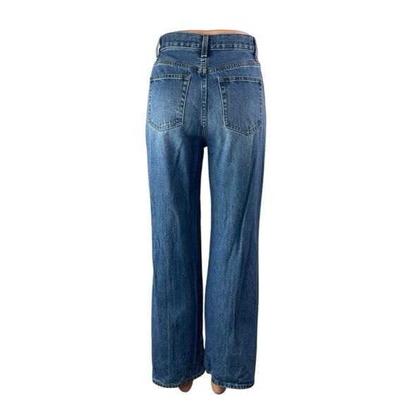 Uniqlo Women's Blue High Waisted Medium Wash Wide Straight Denim Jeans Size 22 - Picture 2 of 7